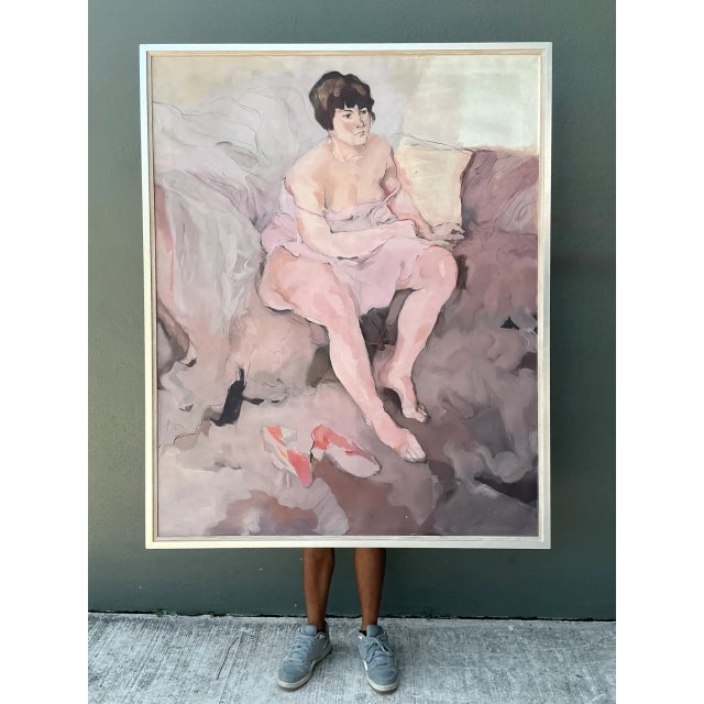 Vintage Framed Figurative Oil Painting For Sale - Image 9 of 12