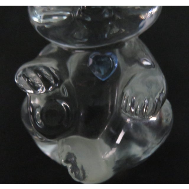 1990s Vintage Fenton Glass Birthday Bear W/Light Blue Crystal Heart Figurine For Sale - Image 5 of 7