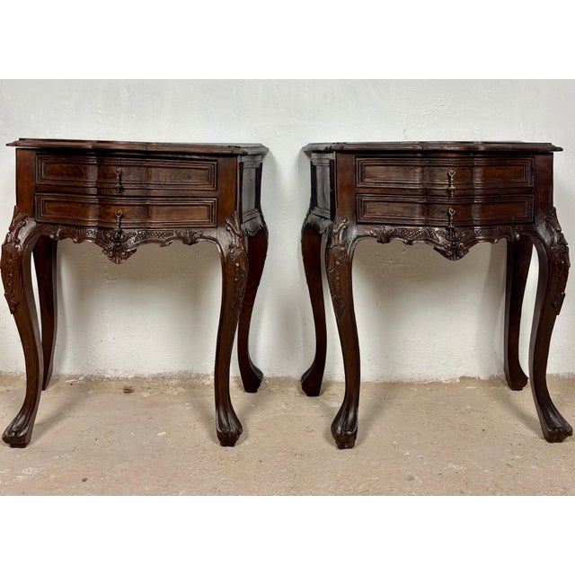 Pair of French Louis XV Style Nightstands, Mid-20th Century For Sale - Image 10 of 15