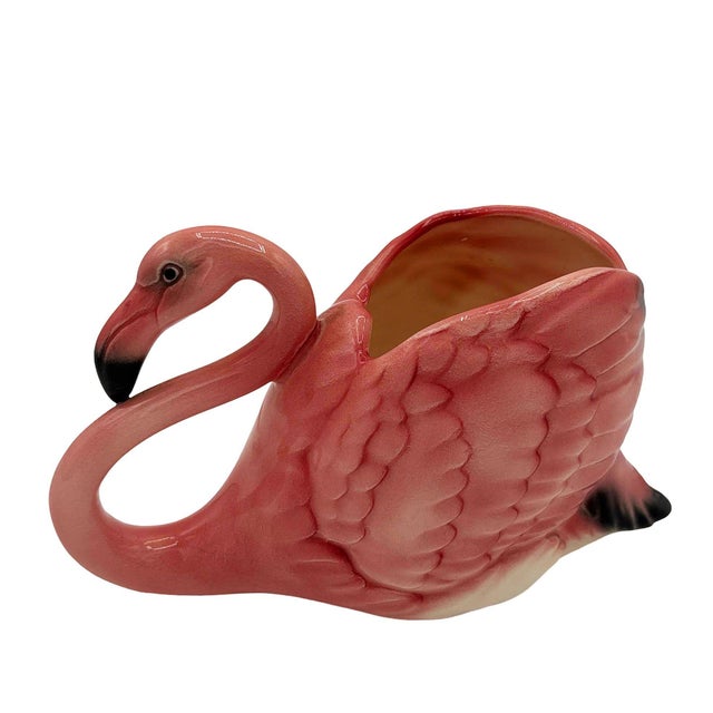 Mid-Century Modern Rare Mid 20th Century Ceramic Pink Flamingo Flower Table Planter Signed Will-George For Sale - Image 3 of 8
