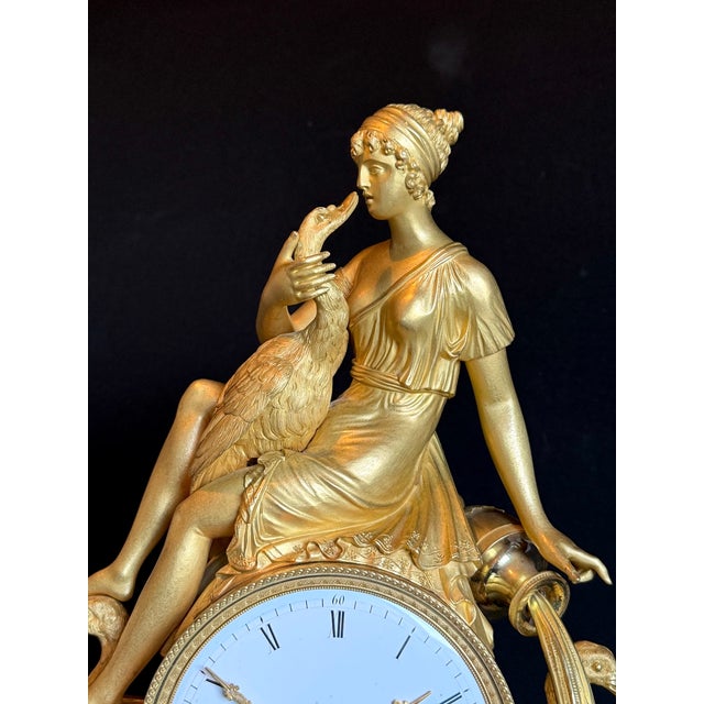 1800 French Artisan Empire Gold Bronze Mantel Clock For Sale - Image 12 of 18