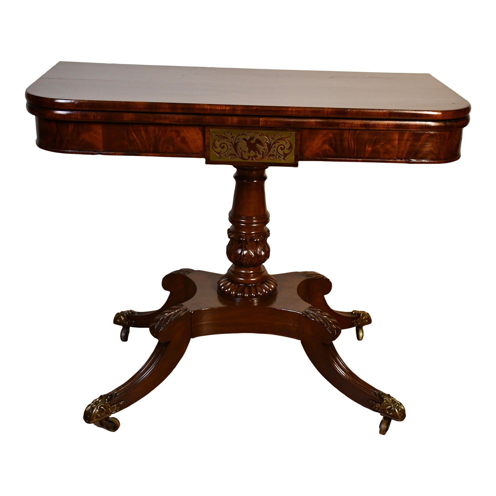 1880 Antique Federal Style Solid Mahogany FlipTop Game Table / Console