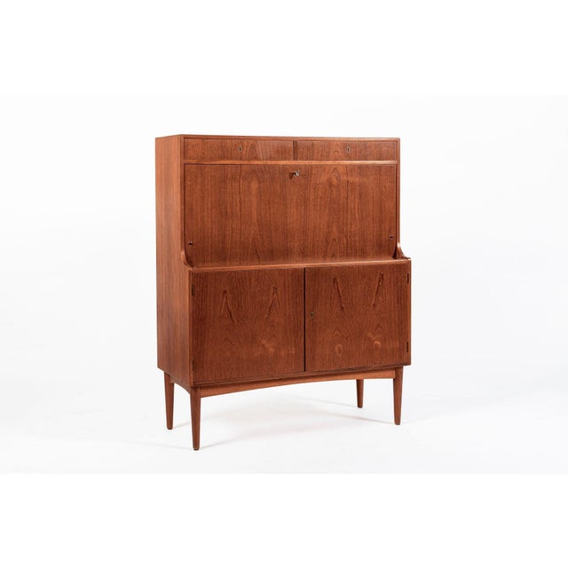 Mid-Century Danish Modern Teak Secretary Desk Cabinet 1960s For Sale - Image 16 of 18