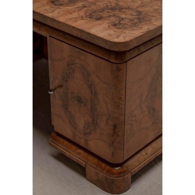 Wood Burlwood Desk or Center Table, 1940s For Sale - Image 7 of 17