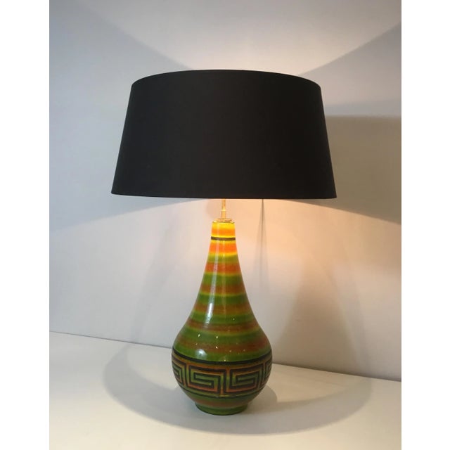 Ceramic Table Lamp with Greek Key Decors, French, circa 1970 For Sale - Image 9 of 13