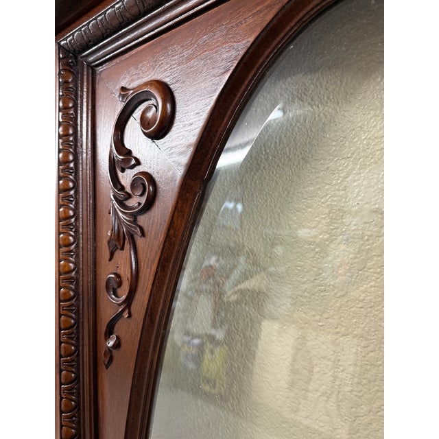 Late 20th Century Ornately Carved Wood Door With Beveled Oval Glass For Sale - Image 5 of 16