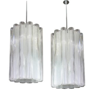 Cylindrical Pendant Fixture in Crystal Glass from Doria, Germany, 1960s For Sale