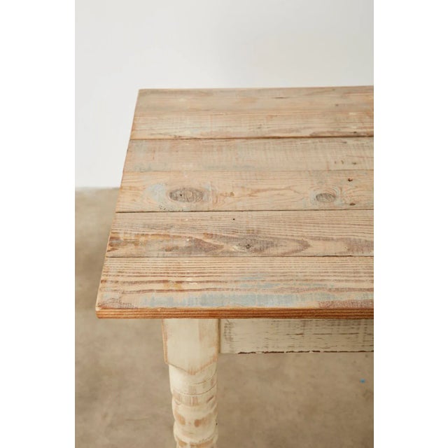 American Country White Painted Pine Farmhouse Dining Table For Sale - Image 10 of 13
