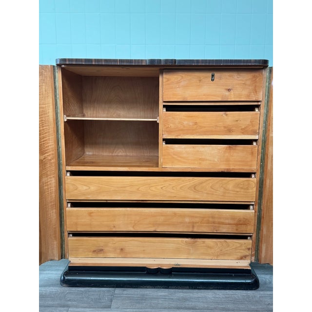Brown Art Deco 2-Door Wardrobe, Italy, 1930s For Sale - Image 8 of 18
