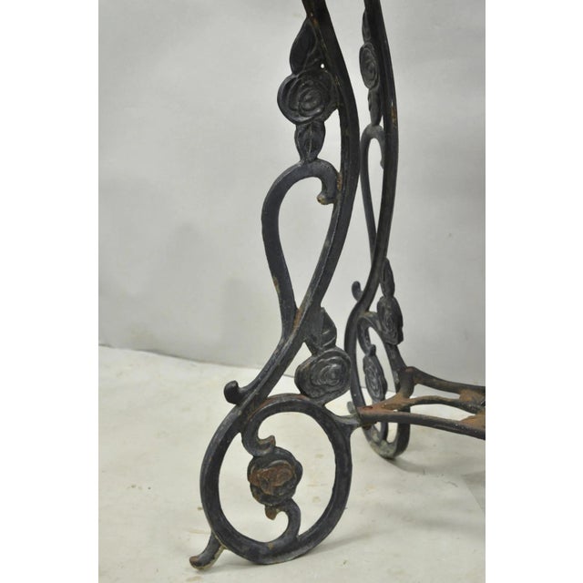 Vintage French Art Nouveau Style Heavy Wrought Iron Garden Planter Plant Stand For Sale - Image 9 of 17