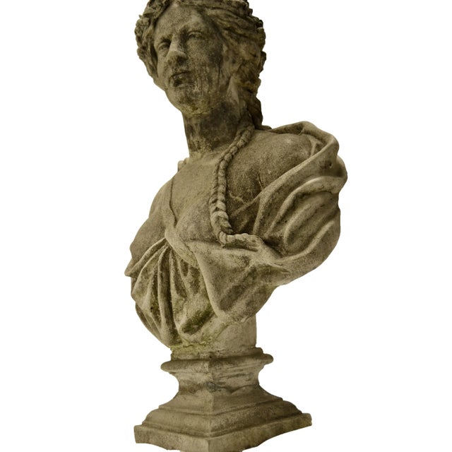 19th Century Stone Bust on Pedestal For Sale - Image 4 of 9