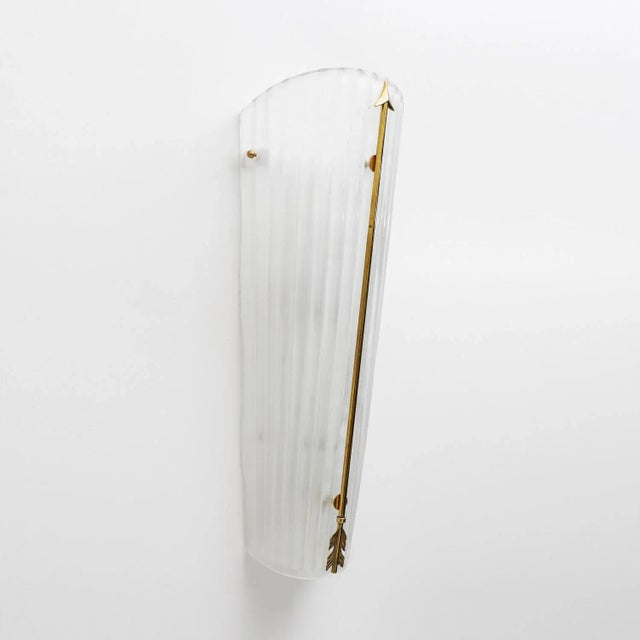 Mid-Century Italian Modern Style Murano Glass and Brass Sconces, 1990, Set of 2 For Sale - Image 6 of 10