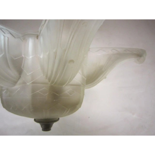Early 20th Century French Star Shaped Frosted Chandelier Attributed to Des Hanots For Sale - Image 5 of 13