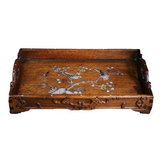 Huali Rosewood Tea Tray Inlaid With Mother-of-Pearl For Sale