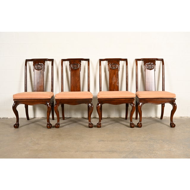 A gorgeous set of four Hollywood Regency, Chinoiserie, or Chinese Chippendale dining chairs or side chairs By Drexel...