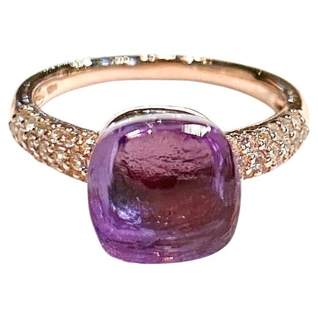 Bochic "Capri" Vintage Square Cut Amethyst & Topaz Ring Set In 18K Gold & Silver For Sale - Image 15 of 18