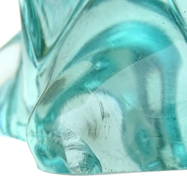 Glass Murano Seguso Vintage Sommerso Red Light Blue Italian Art Glass Bird Figure Sculpture on Base For Sale - Image 7 of 8