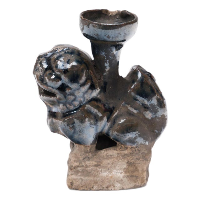 Chinese Fu Lion Candle Stand, C. 1850 For Sale