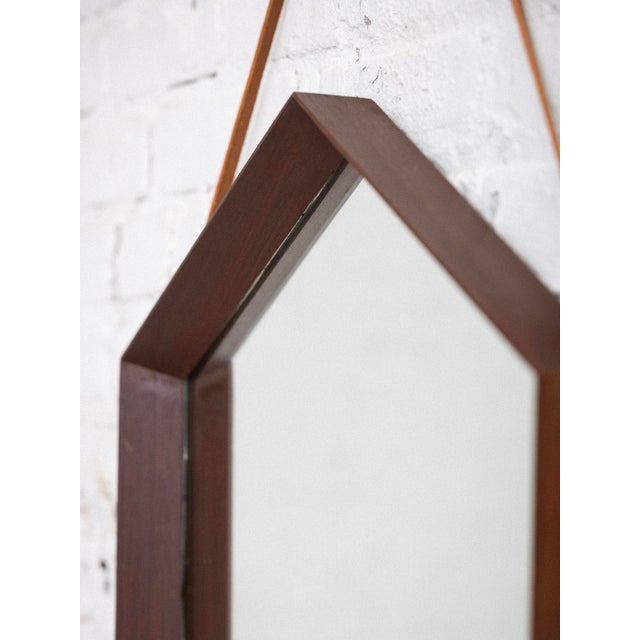 Mid-Century Modern Hexagonal Mid-Century Wood Framed Mirror For Sale - Image 3 of 7