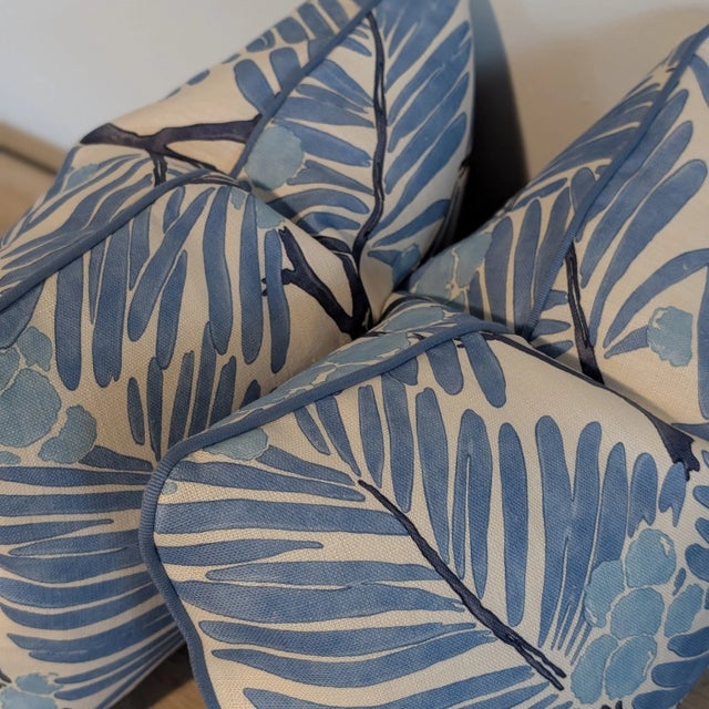 Brunschwig & Fils Blue Palmar Lumbar Pillows For Sale In Greensboro - Image 6 of 6