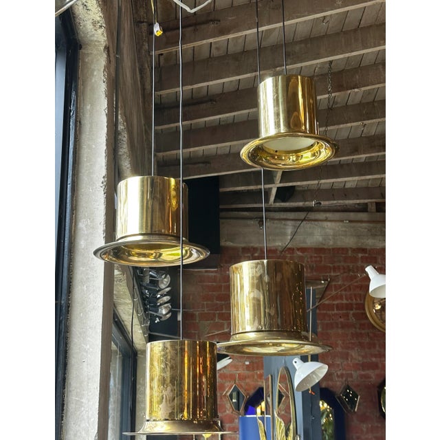 Mid-Century Modern Italian Brass Hat Pendant 1950 For Sale - Image 4 of 7