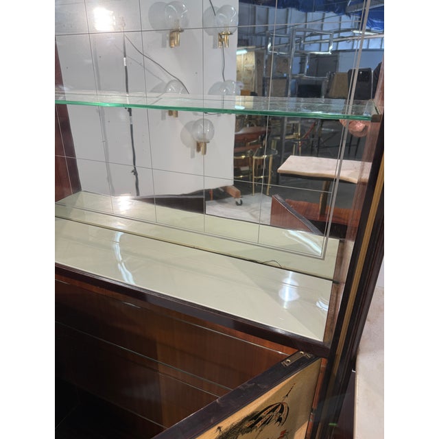 Italian Bar Cabinet With Reverse Painted Panels and Marble Top, 1950s Attributed to Ico Parisi For Sale - Image 9 of 16