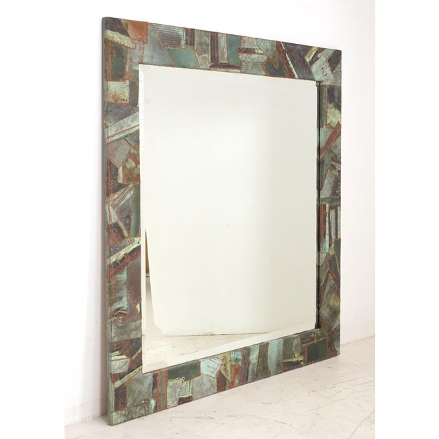 Olde Good Things special collage design wall mirror. This mirror is made from reclaimed copper roofing material and a...