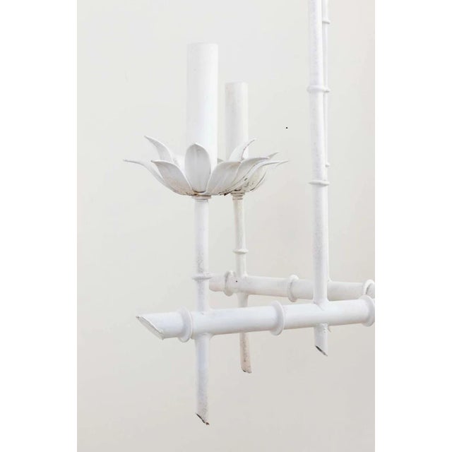Ornamental & Decorative Materials Painted Hollywood Regency Faux Bamboo Chandelier For Sale - Image 7 of 8