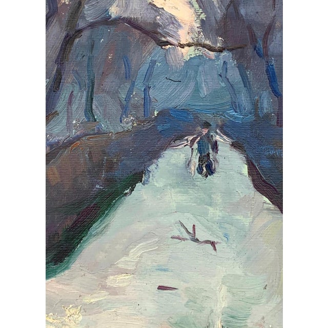 Impressionism Winter Landscape Painting, Antique Art, 1970s 32-23 For Sale - Image 4 of 6