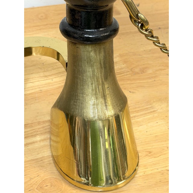 19th Century English Brass & Iron Horse Motif Andirons with Removable Chain For Sale - Image 14 of 18