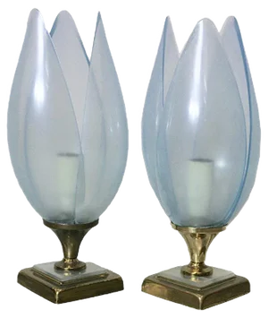 Blue Table Lamps from Rougier, 1970s, Set of 2
