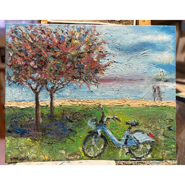 2020s “Need a Lyft?”, Original Oil Painting, Framed Art, Lakeside Painting For Sale - Image 5 of 8