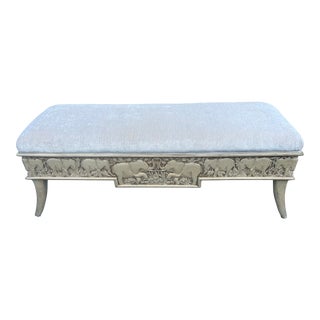 Vintage Carved Wood Elephant Bench in the Manner of Sam Moore For Sale