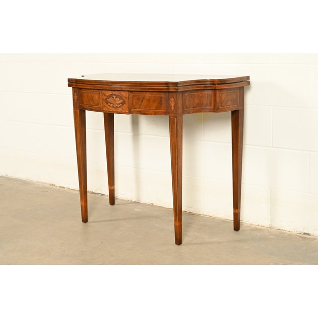 Baker Furniture Federal Inlaid Mahogany Flip-Top Console or Game Table For Sale - Image 17 of 17