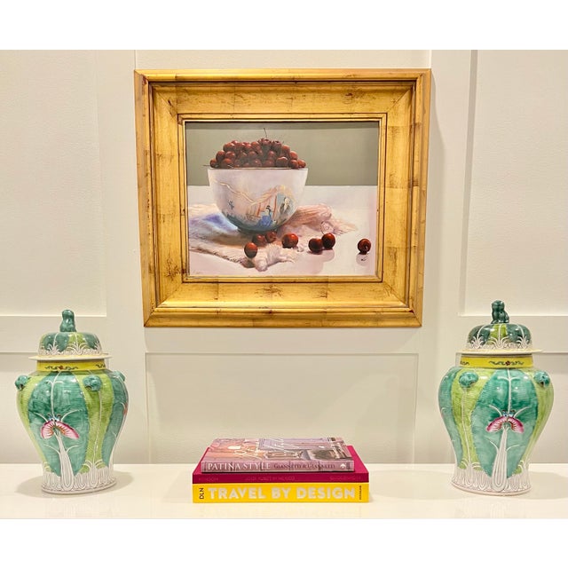 Late 20th Century Original Oil Still Life Painting “The Chinese Bowl” — Chinoiserie Porcelain, Giltwood Frame Signed Adamo For Sale - Image 11 of 11