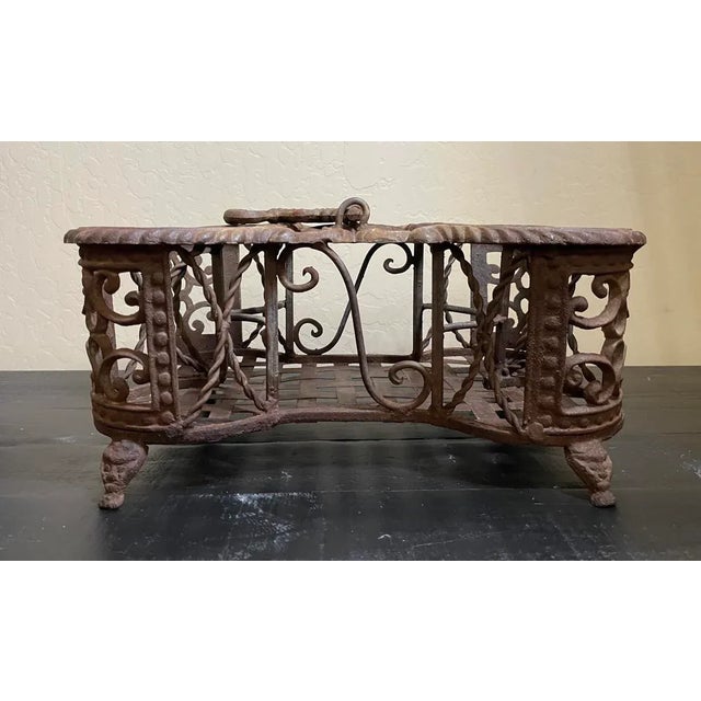 Antique French Country Cast Iron & Wrought Iron Wine Bottle Holder Display Stand For Sale - Image 9 of 12