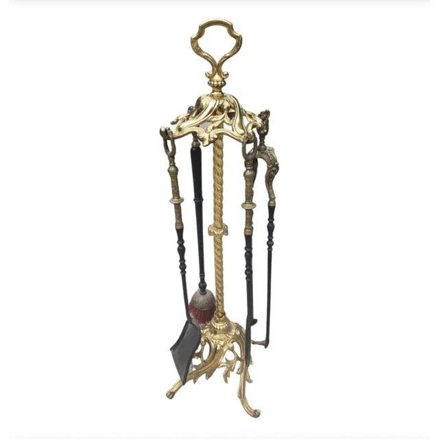 Monumental 6 Piece Louis XVI Bronze Fireplace Tools Stand and Tools Set, C 1890s For Sale - Image 11 of 11