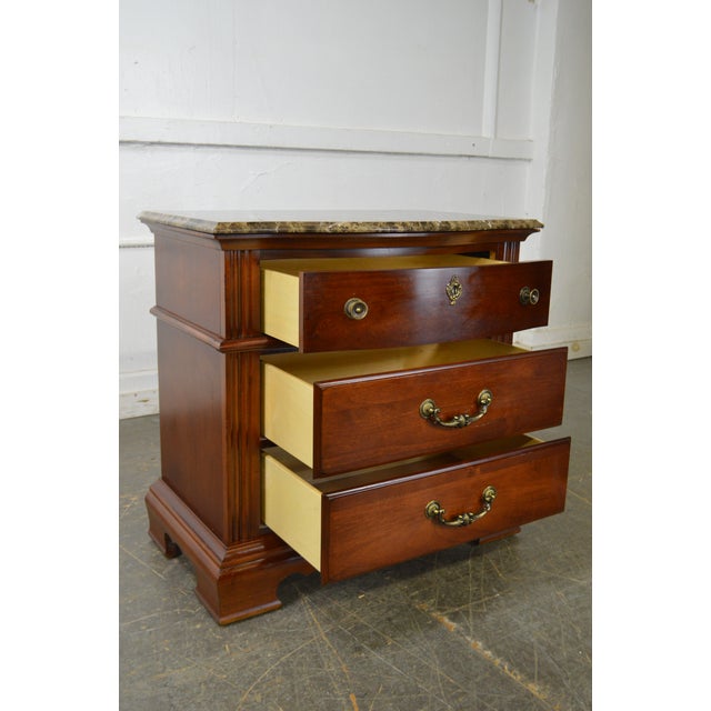 Bassett Cherry Wood Pair of Marble Top Nightstands Chests ...