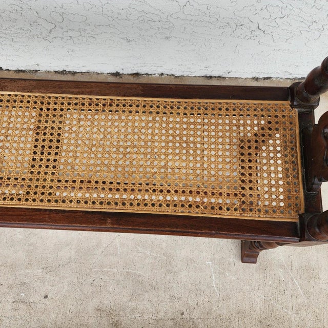 Antique English Walnut & Cane Window Bench For Sale - Image 11 of 16