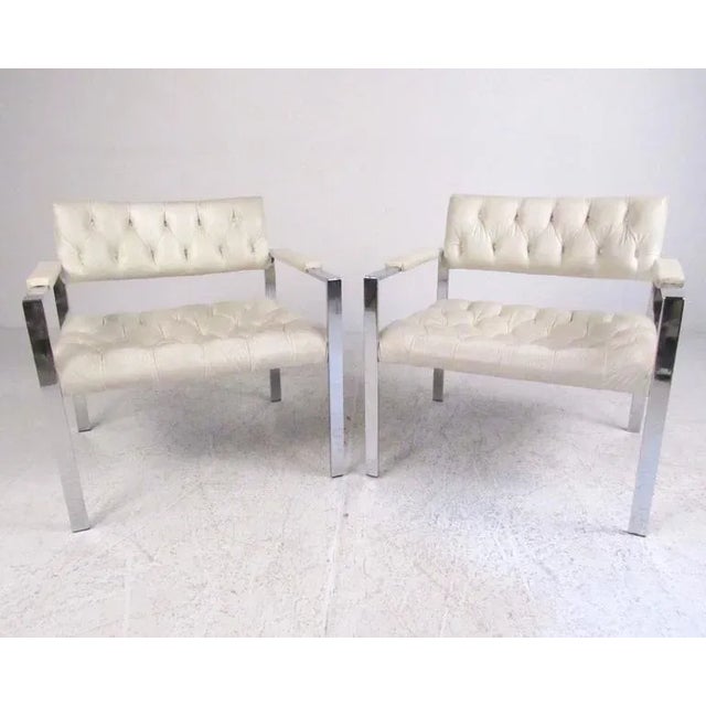 Modern Chrome Lounge Chairs by Erwin-Lambeth in the Style of Harvey Probber - a Pair For Sale - Image 3 of 11