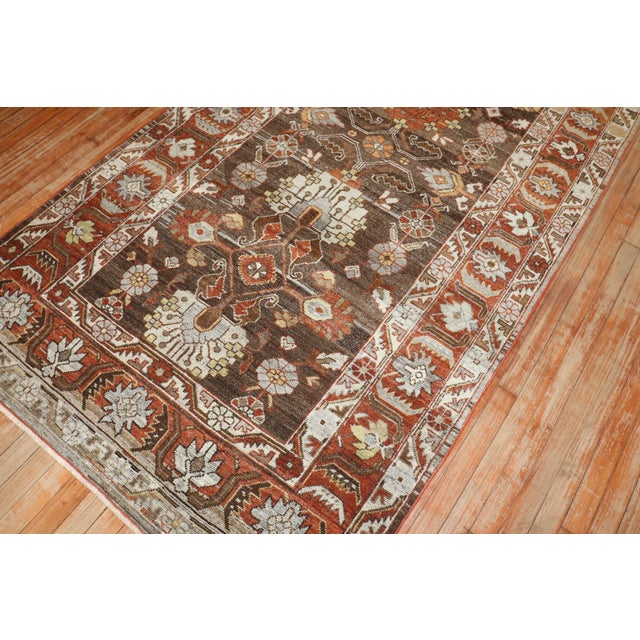 Antique Zabihi Collection Persian Malayer Wide Runner For Sale - Image 10 of 10
