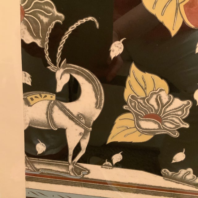 Charcoal Large Scale Sidney Schatzky Art Deco Revival Chinoiserie Print With Custom Pagoda Mat – Framed 26” × 38” Palm Beach Chic - See Inspiration Pics! For Sale - Image 8 of 11