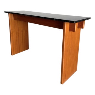 Vintage Danish Teak and Marble Console Table For Sale