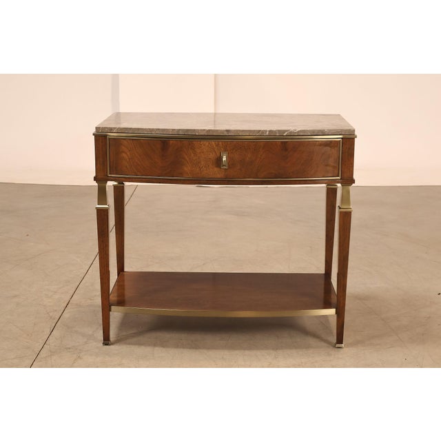 Johnathan Charles 'Barcelona' Marble Top Walnut Nightstand For Sale - Image 16 of 18