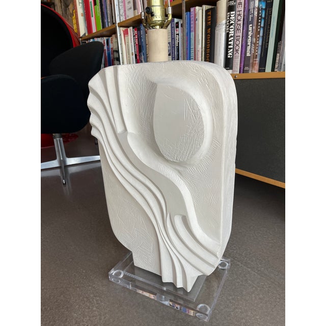 80s Architectural Casual Lamps of California Brutalist Plaster Table Lamp For Sale In Las Vegas - Image 6 of 11