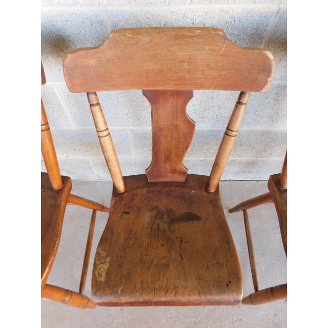 Antique Plank Bottom Chairs -Set of 6 For Sale - Image 4 of 13