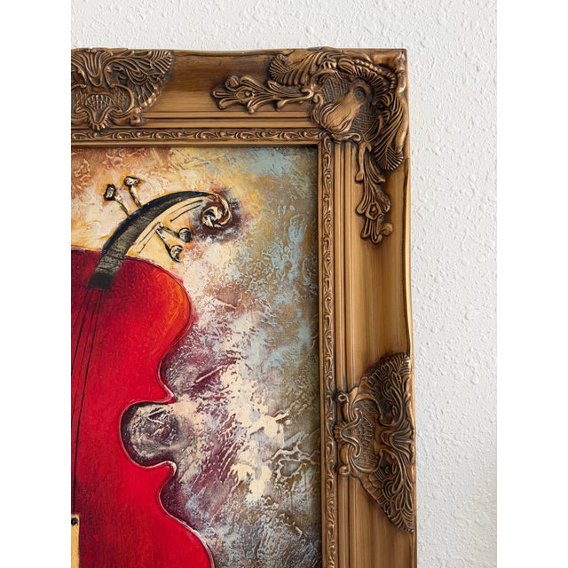Original Textured Oil Painting “Nocturne” by Alena Kalen Framed Musical Violin For Sale - Image 9 of 13