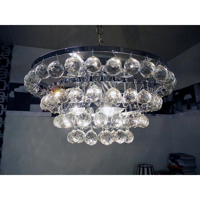 German Crystal Ceiling Lamp from Faustig, 1970s For Sale - Image 4 of 8