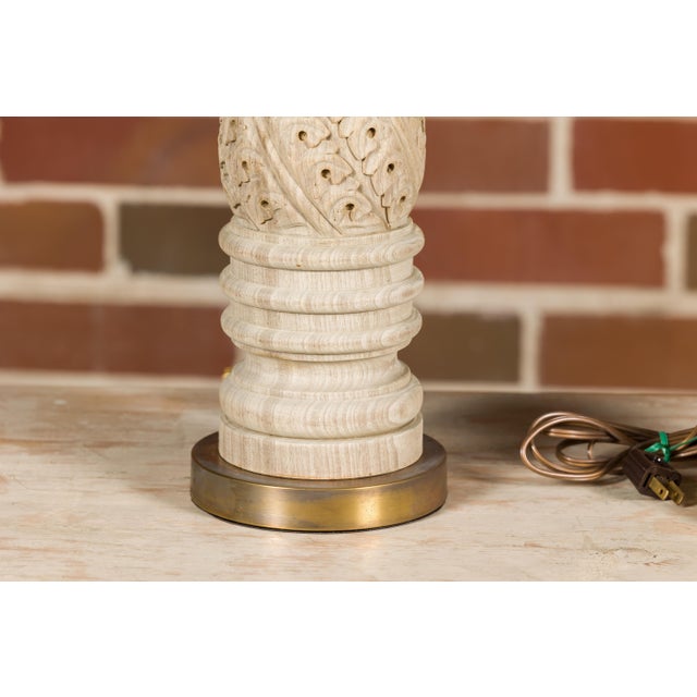 A pair of English carved wooden fragments from the 19th century made into table lamps wired for the USA. Embrace the...