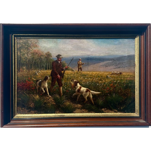 American Hunting Dog Landscape Scene, Original Oil Painting by a.b. Frost For Sale - Image 3 of 8